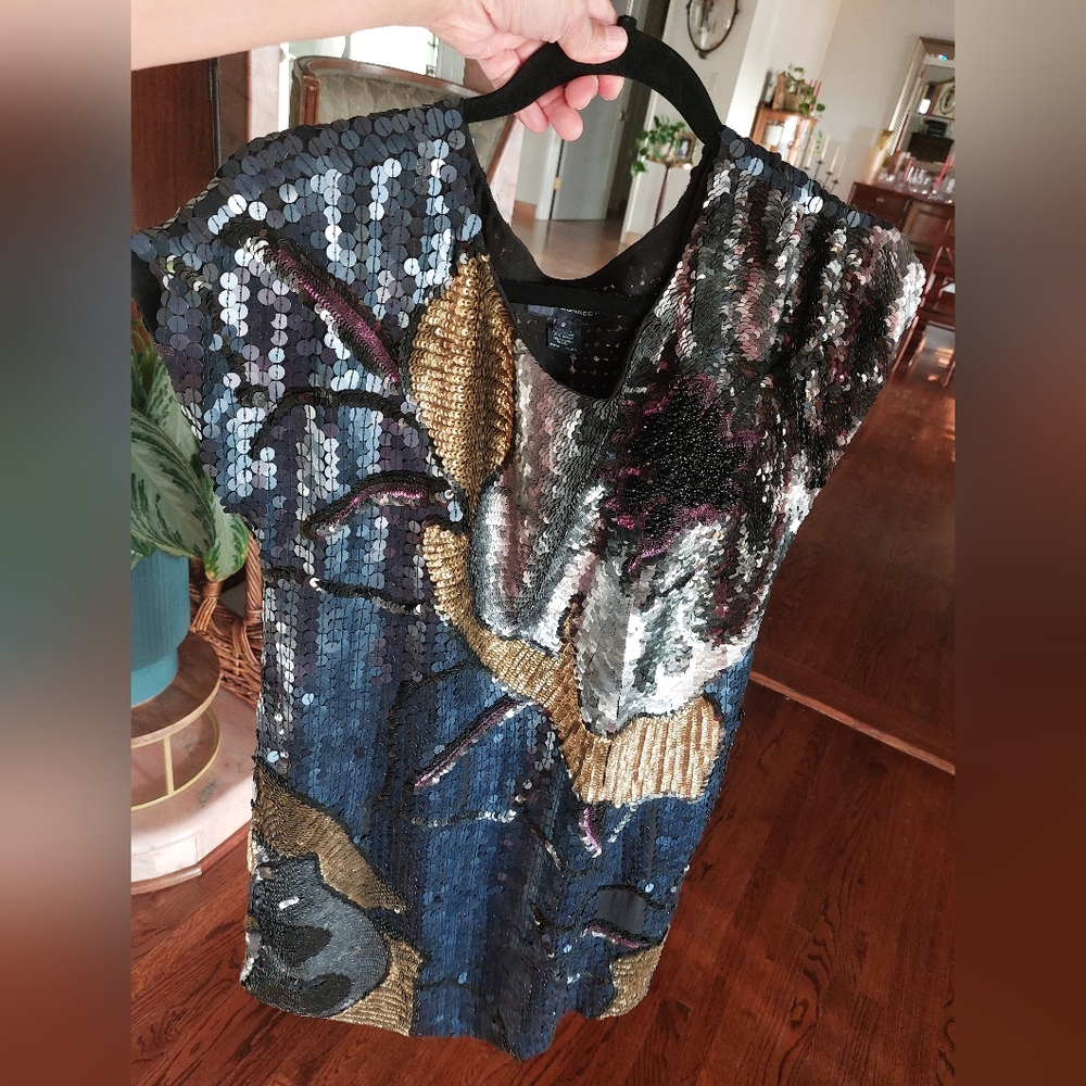 French connection Sequin mini  dress multicolor wedding guest size 8